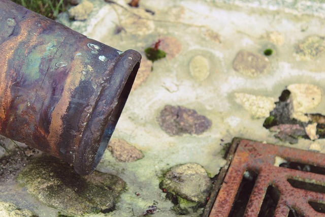 Rusty%20metal%20pipe%20and%20corroded%20drain%20grate%20on%20a%20weathered%20stone%20surface Rusty metal pipe and corroded drain grate on a weathered stone surface